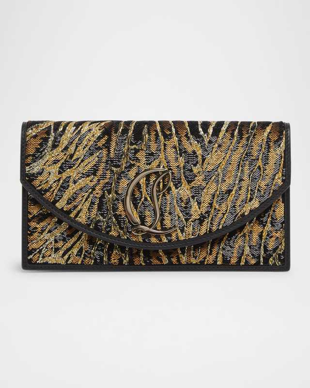 Loubin54 Ocelot Sequined Satin Clutch Bag